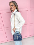 Caroline Hill | Tucker Handbag - Navy Patent Purse