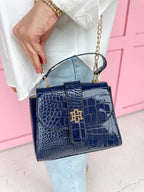 Caroline Hill | Tucker Handbag - Navy Patent Purse