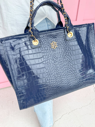 Caroline Hill | Missy Tote - Navy Patent Purse