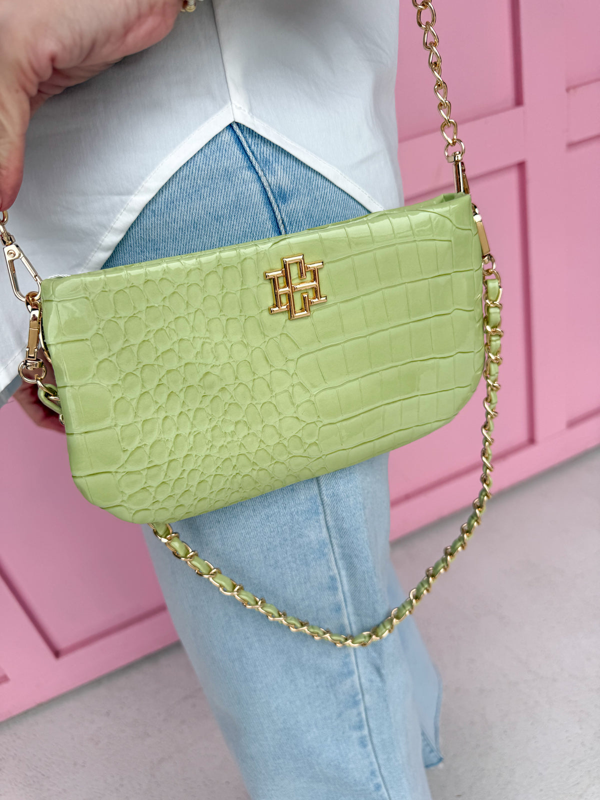 Caroline Hill | Livi Crossbody - Lime Patent