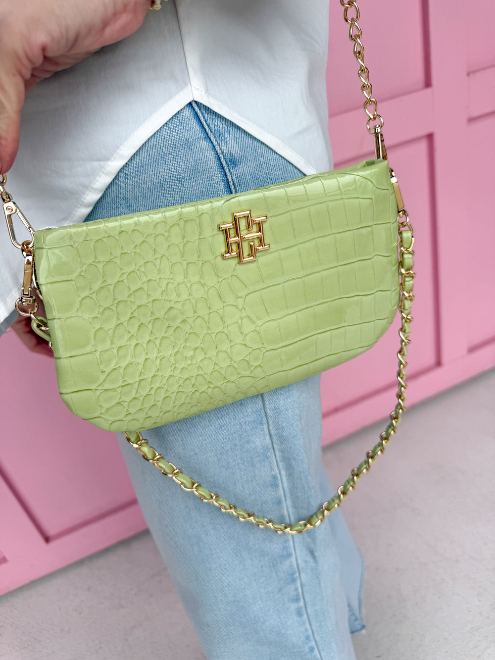 Caroline Hill | Livi Crossbody - Lime Patent