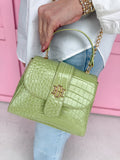 Caroline Hill | Tucker Handbag - Lime Patent