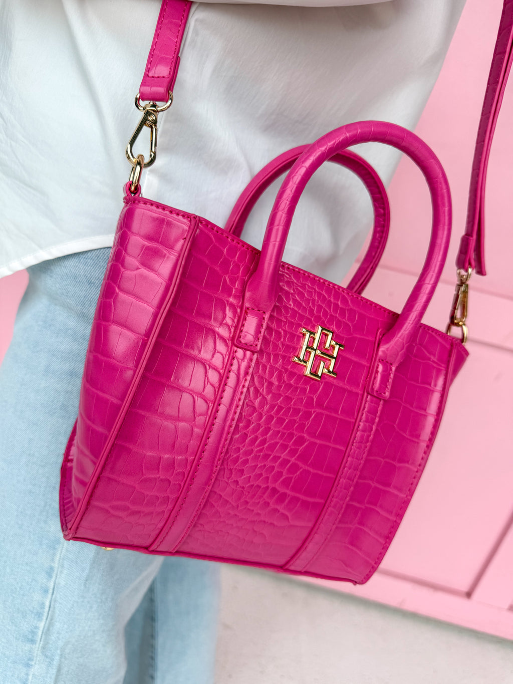 Caroline Hill | Merritt Mini Tote - Hot Pink