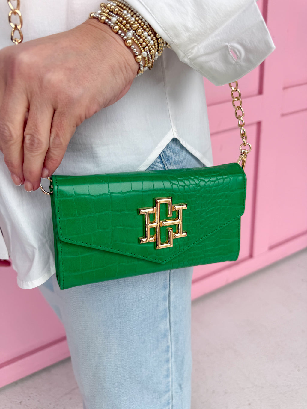 Caroline Hill | Carlington Clutch Crossbody - Kelly Green Purse