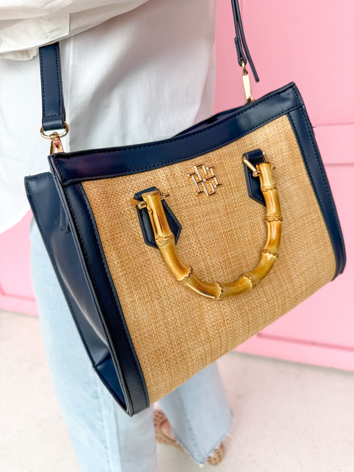 Caroline Hill | Kennedy Tote - Natural Navy