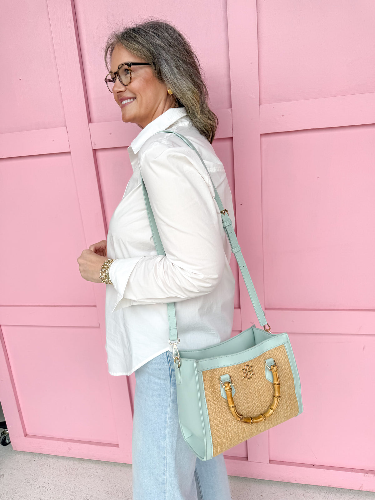 Caroline Hill | Kennedy Tote - Natural Mint Purse