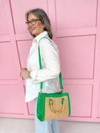 Caroline Hill | Kennedy Tote - Natural Kelly Green