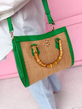 Caroline Hill | Kennedy Tote - Natural Kelly Green