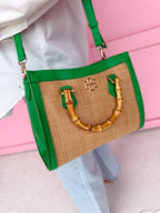 Caroline Hill | Kennedy Tote - Natural Kelly Green