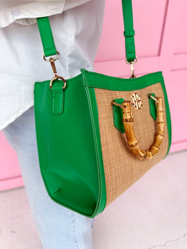 Caroline Hill | Kennedy Tote - Natural Kelly Green