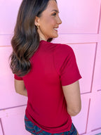 Highlands V-Neck Pocket Tee - Dark Red