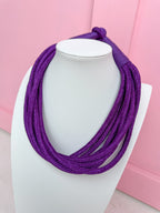 Multi Strand Slub Rope Necklace - Purple