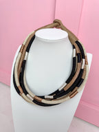Multi Strand Slub Rope Necklace - Black/Multi