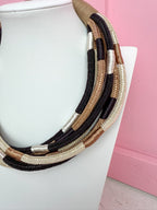 Multi Strand Slub Rope Necklace - Black/Multi