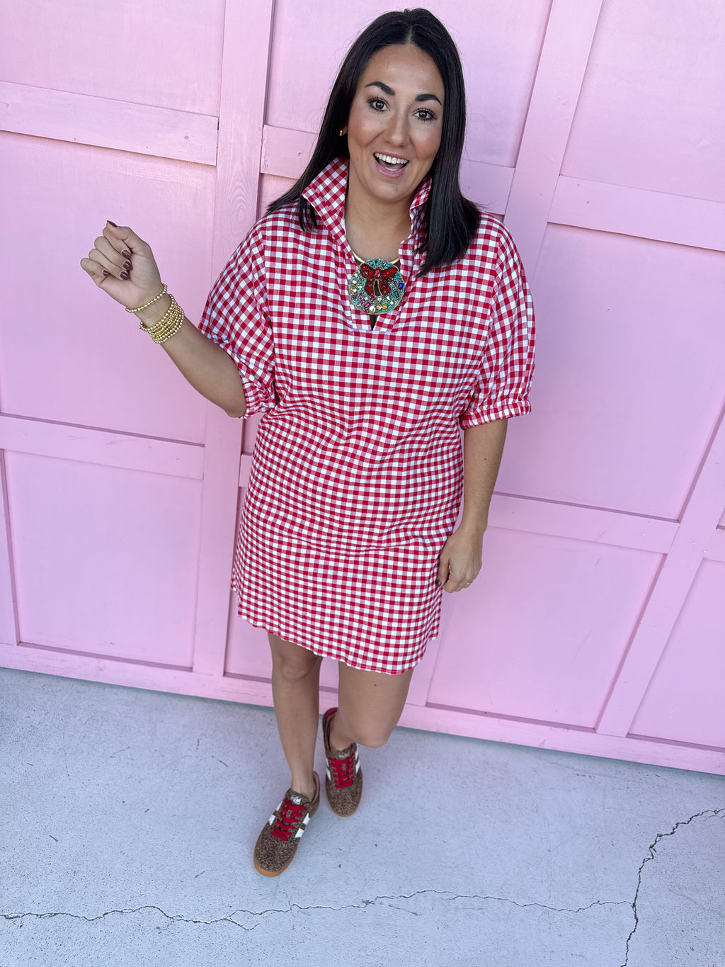 ADRIENNE | Charlotte Dress – Red Seer Gingham