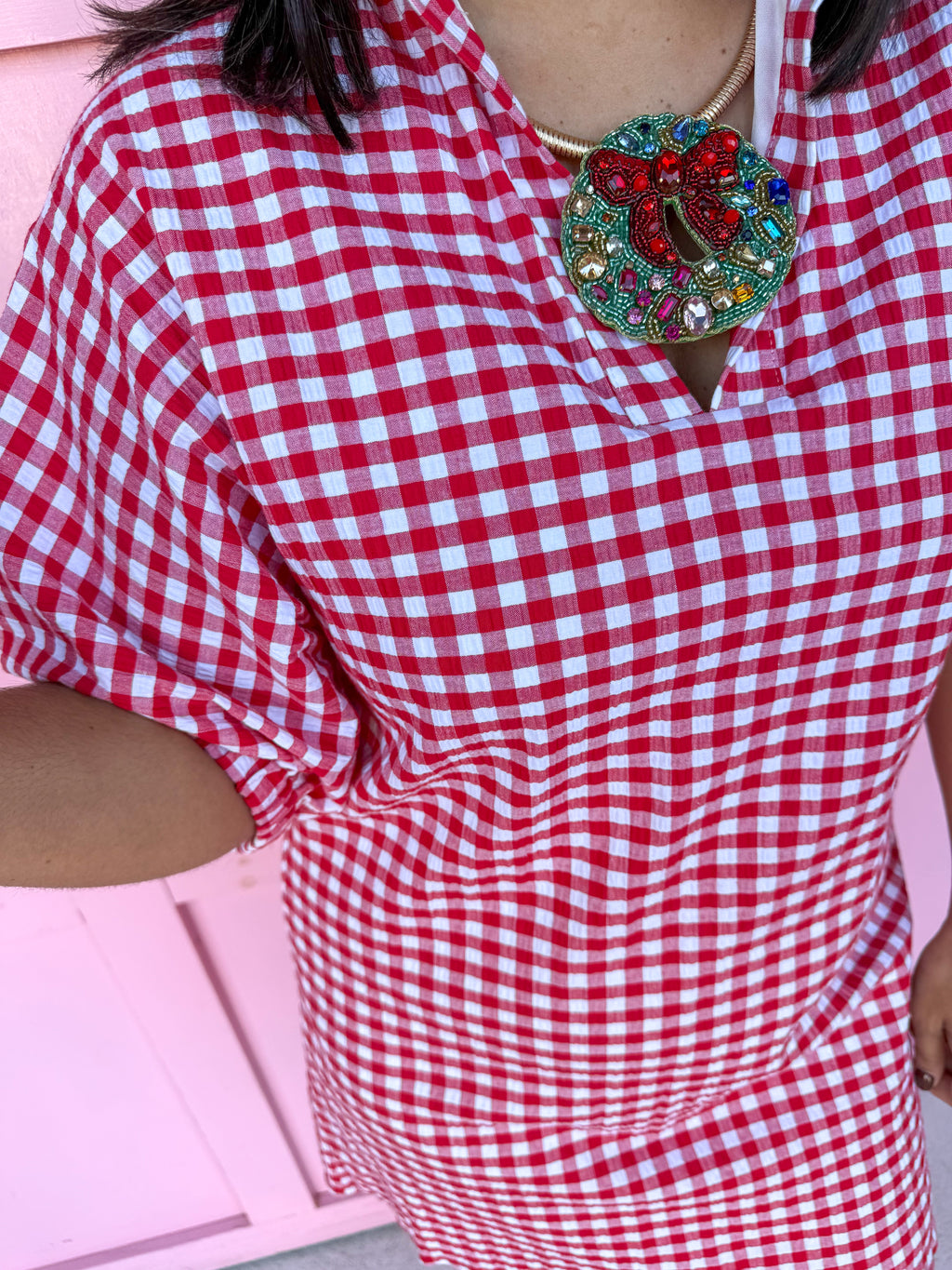 ADRIENNE | Charlotte Dress – Red Seer Gingham