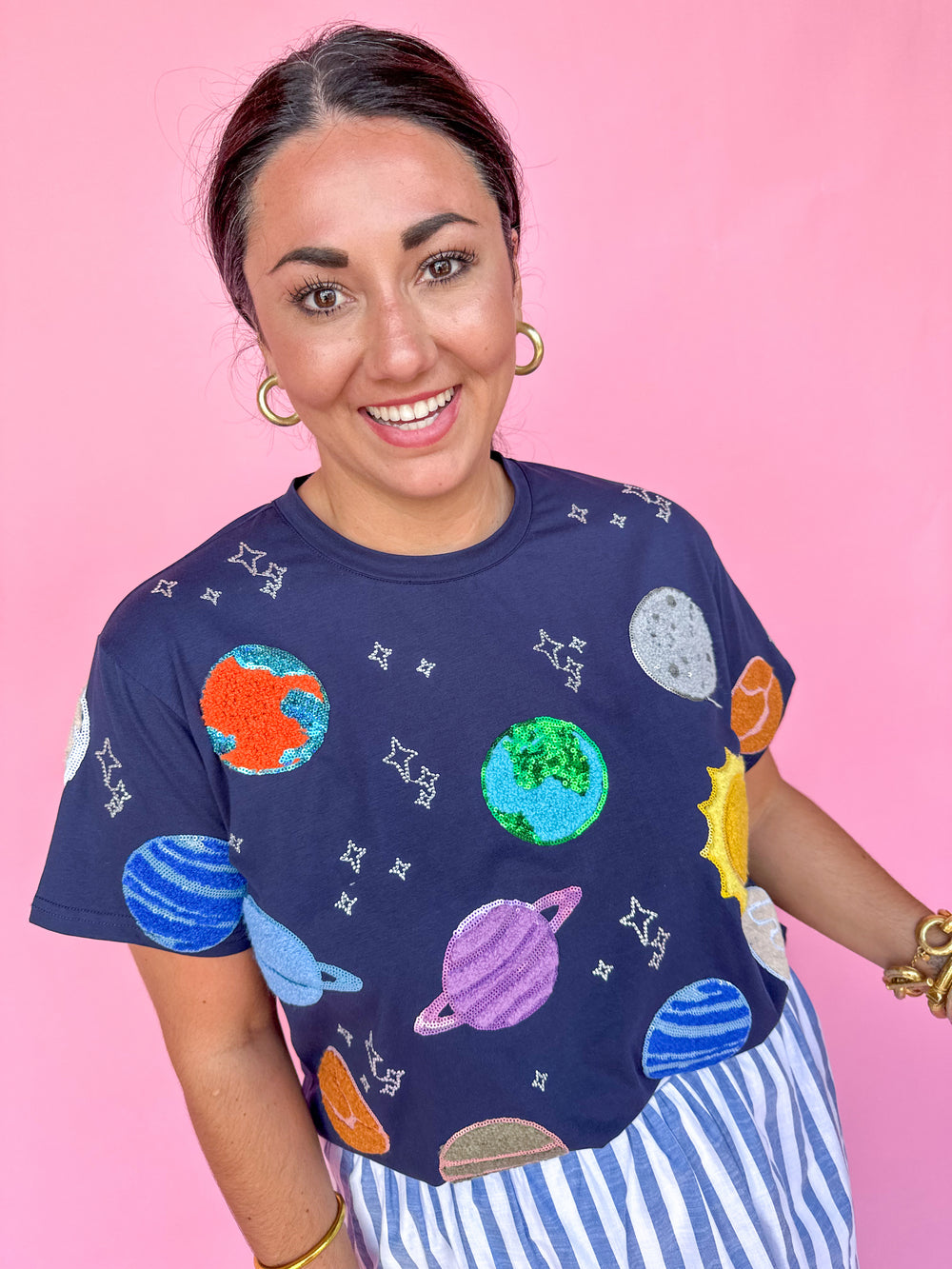 QUEEN OF SPARKLES | Navy Planets Tee