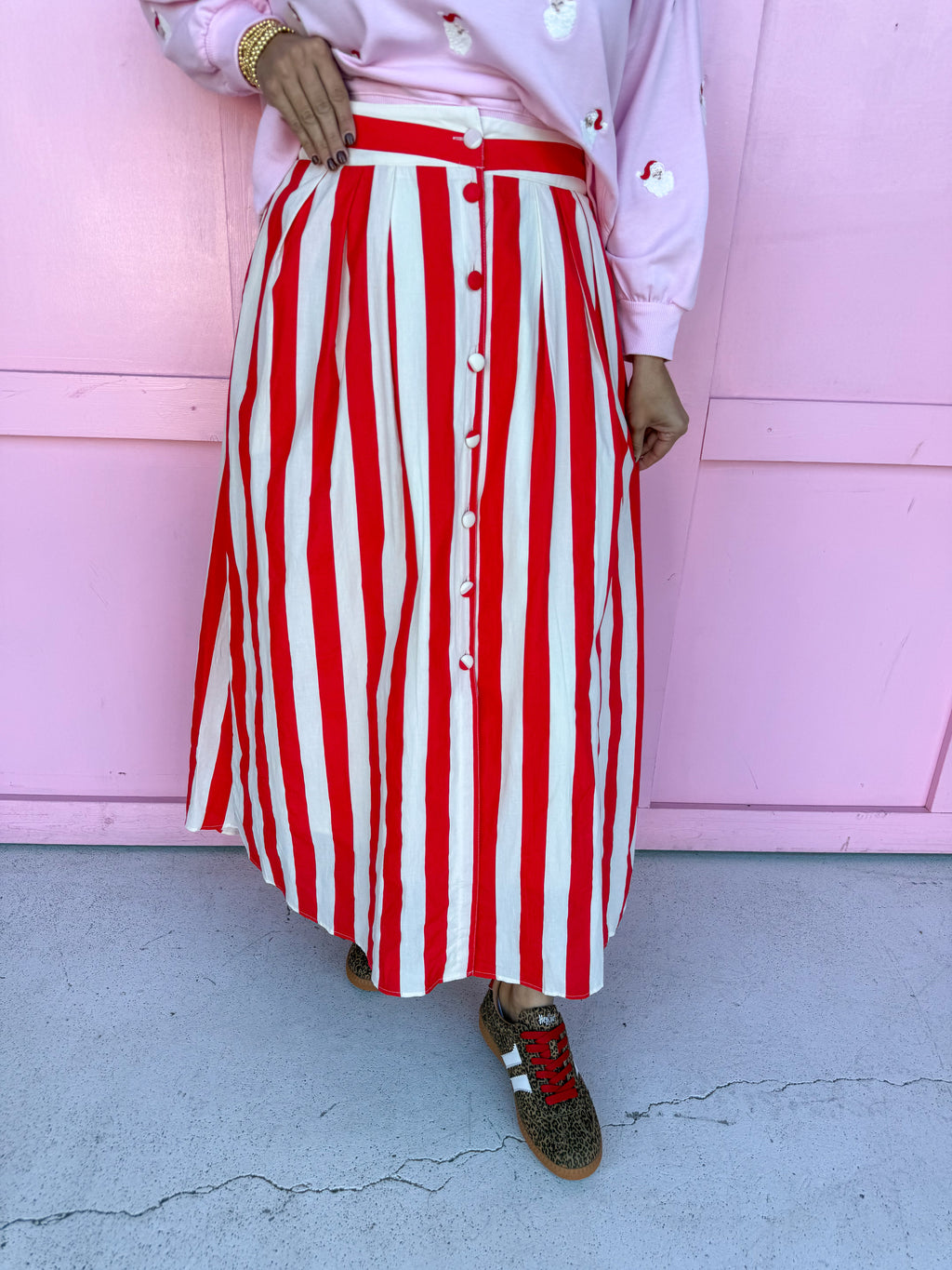 Statement Stripe Skirt - Red