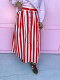 Statement Stripe Skirt - Red