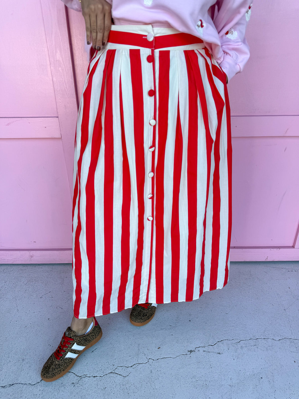 Statement Stripe Skirt - Red