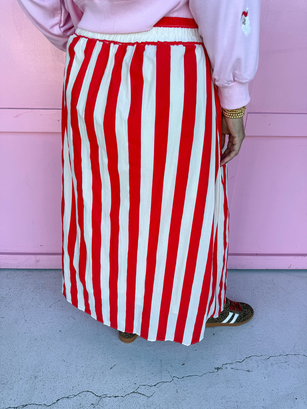 Statement Stripe Skirt - Red