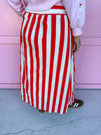 Statement Stripe Skirt - Red
