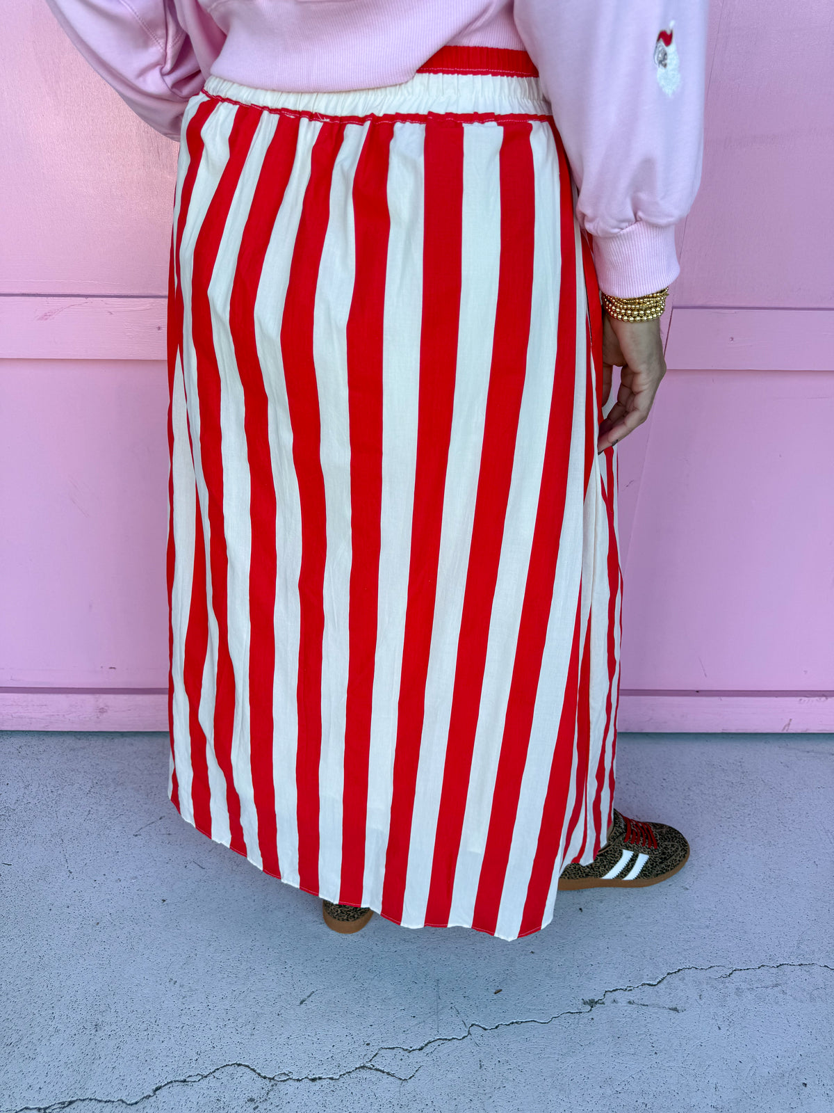 Statement Stripe Skirt - Red