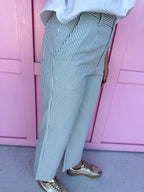 Classic Hickory Stripe Wide Leg Pants - Denim