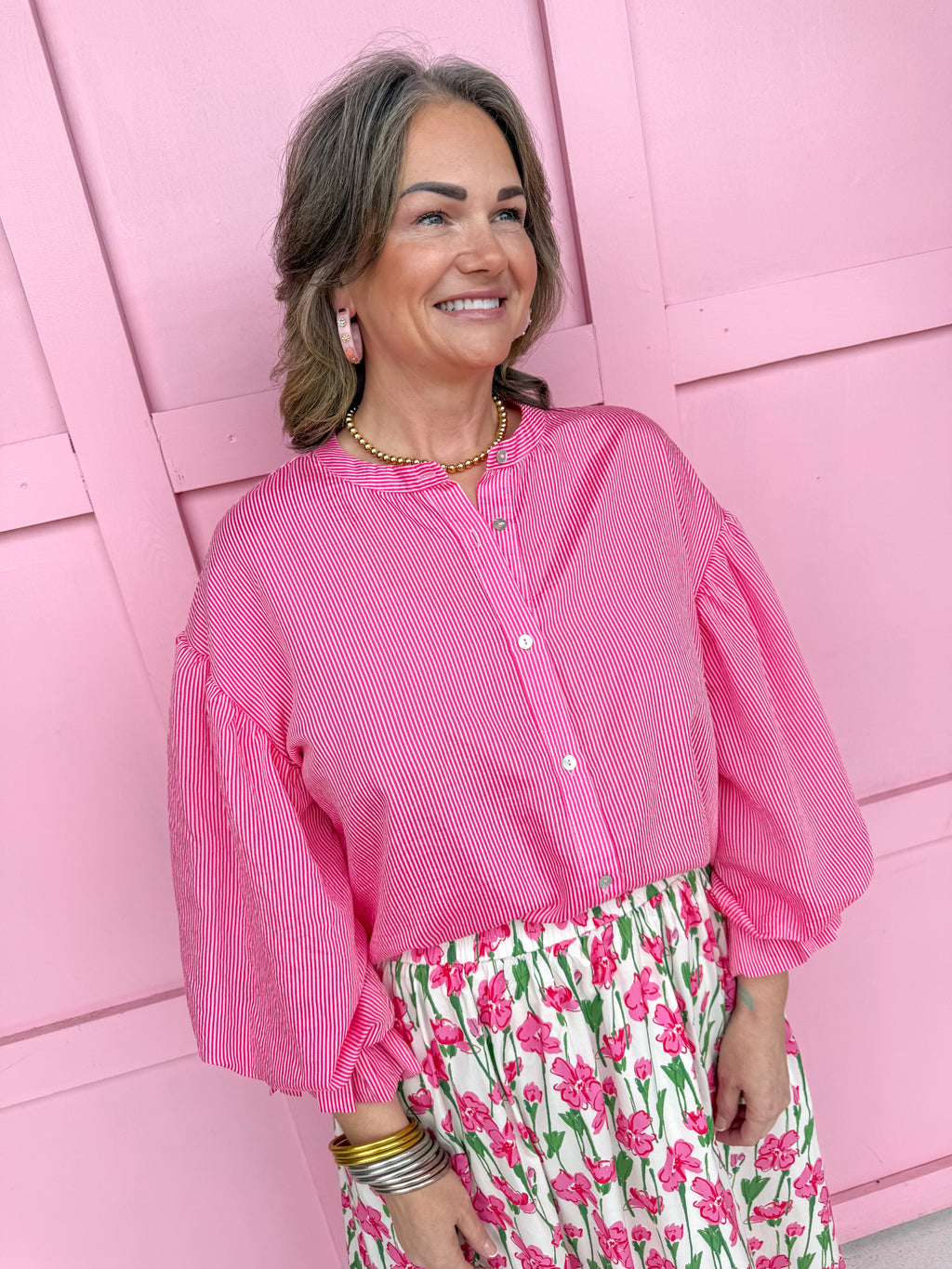 Stripe Expectations Top - Pink
