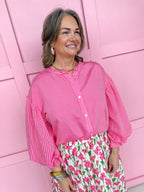 Stripe Expectations Top - Pink