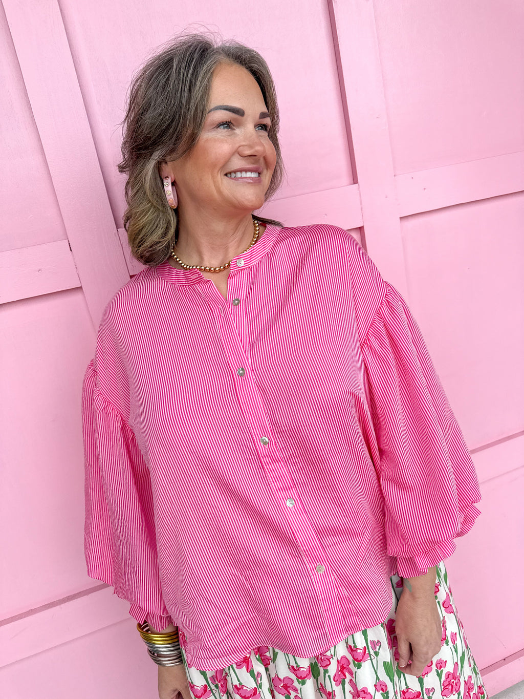 Stripe Expectations Top - Pink