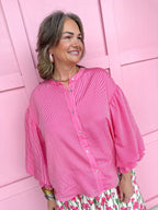 Stripe Expectations Top - Pink