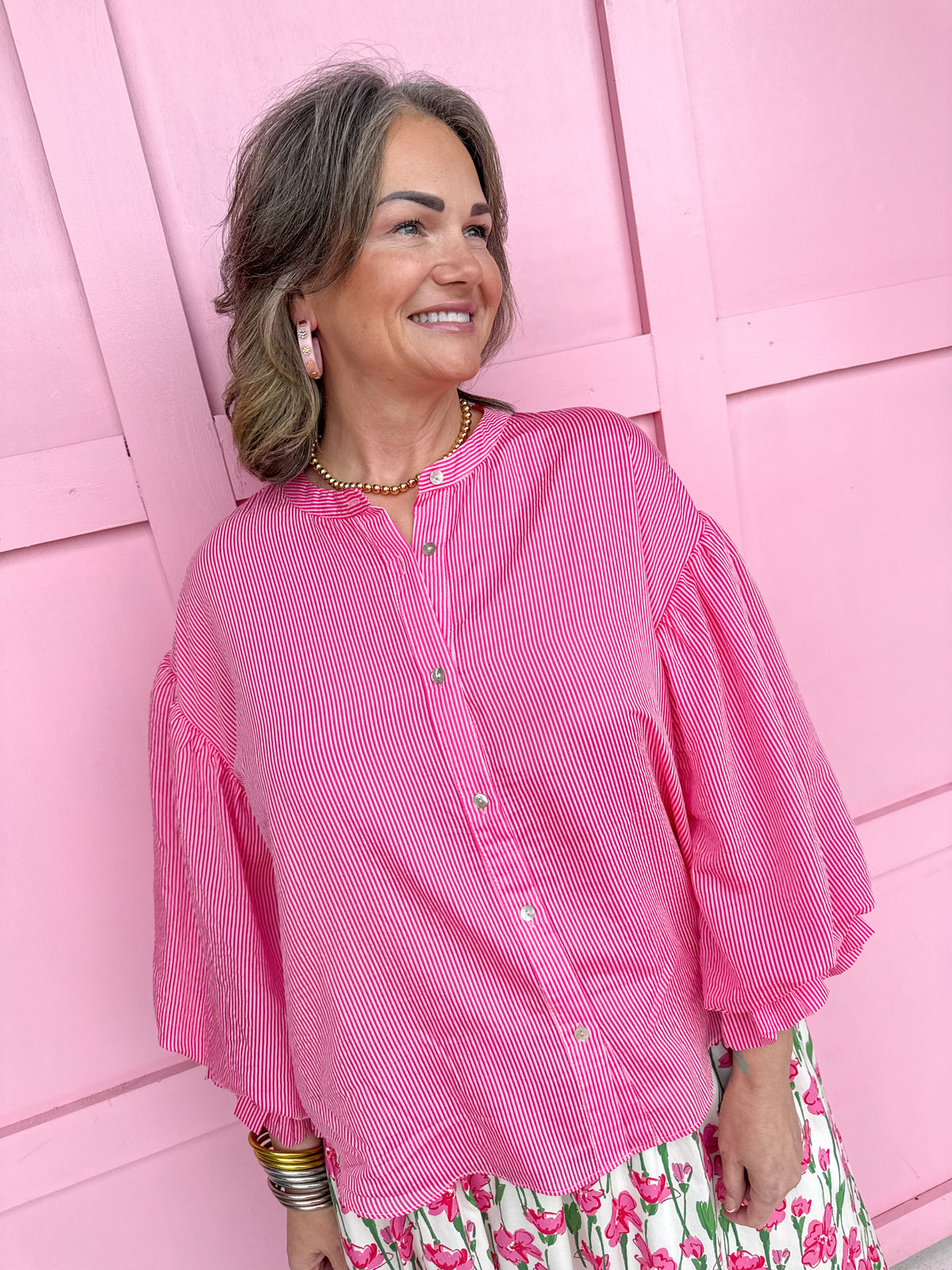 Stripe Expectations Top - Pink
