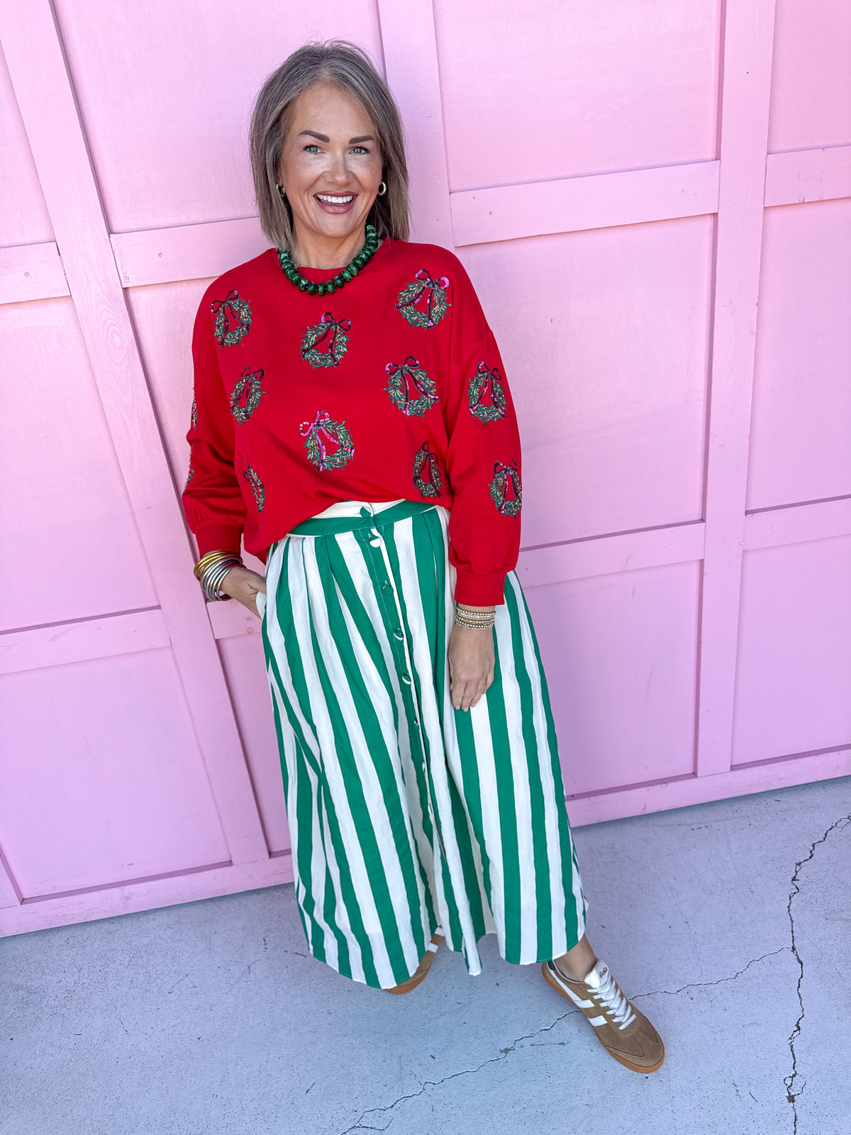 Statement Stripe Skirt - Green