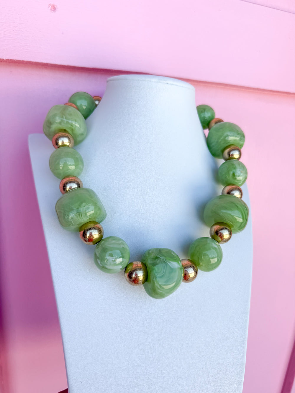 Bold Beaded Pop Necklace - Melon