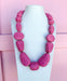 pink raffia necklace gold accents adjustable womens boutique jincy's