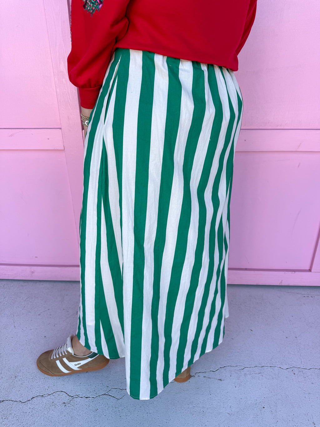 Statement Stripe Skirt - Green