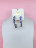 Chinoiserie beaded hoop necklace blue white post back womens boutique dainty jincy's
