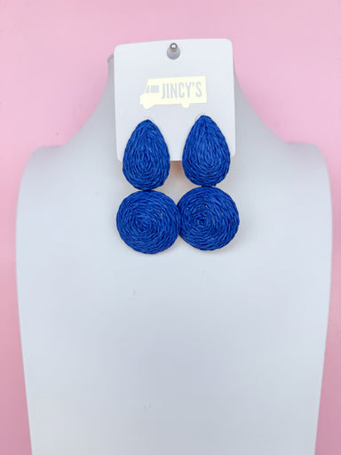 raffia earrings blue post backs womens boutique jincy's