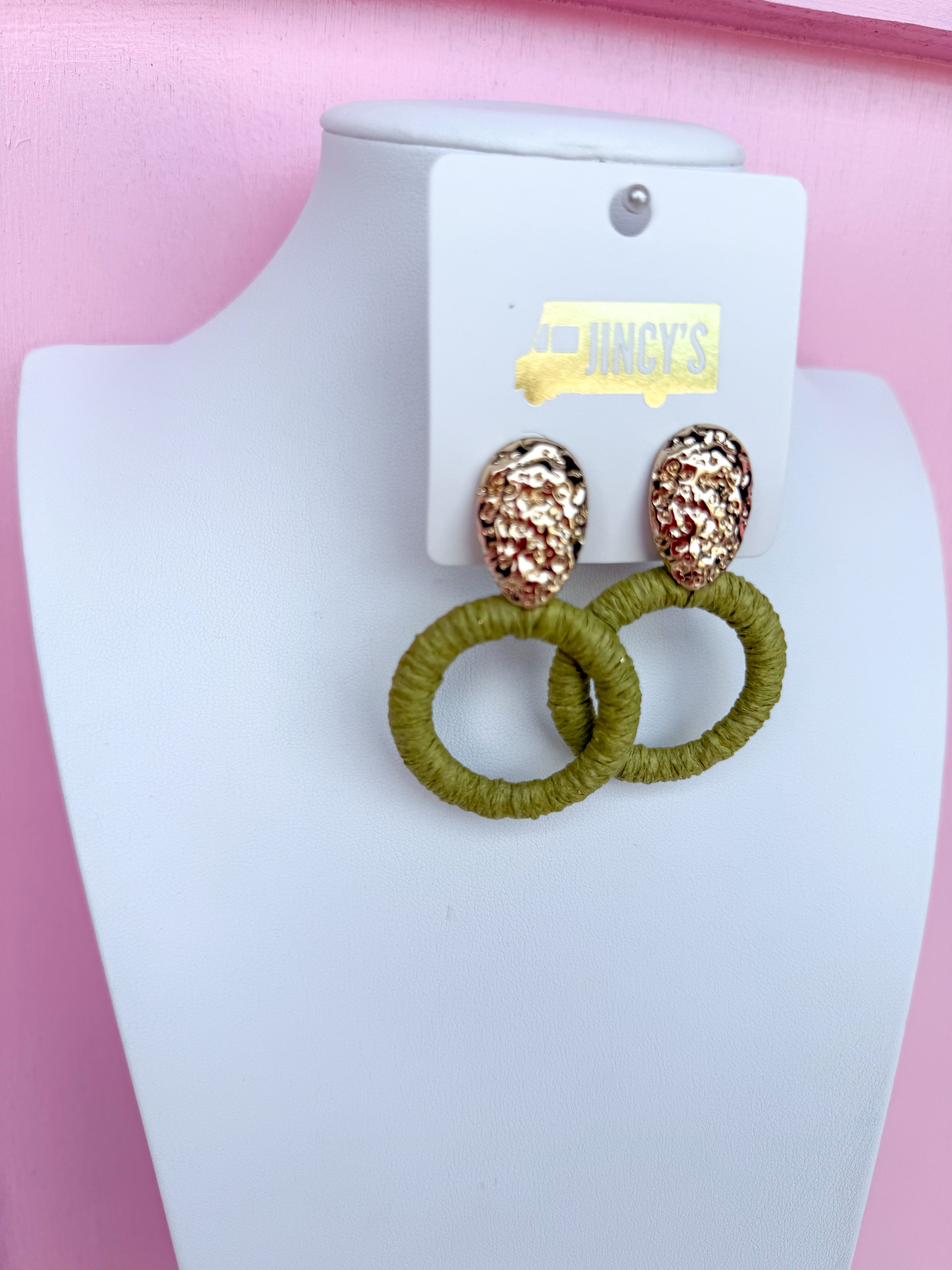 Everyday Raffia Earrings - Olive