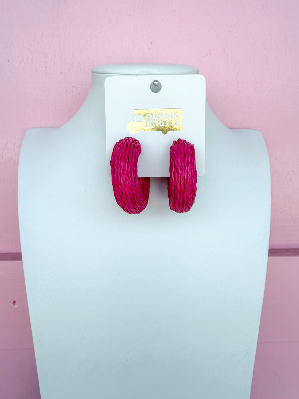 Raffia Daze Hoop Earring - Pink
