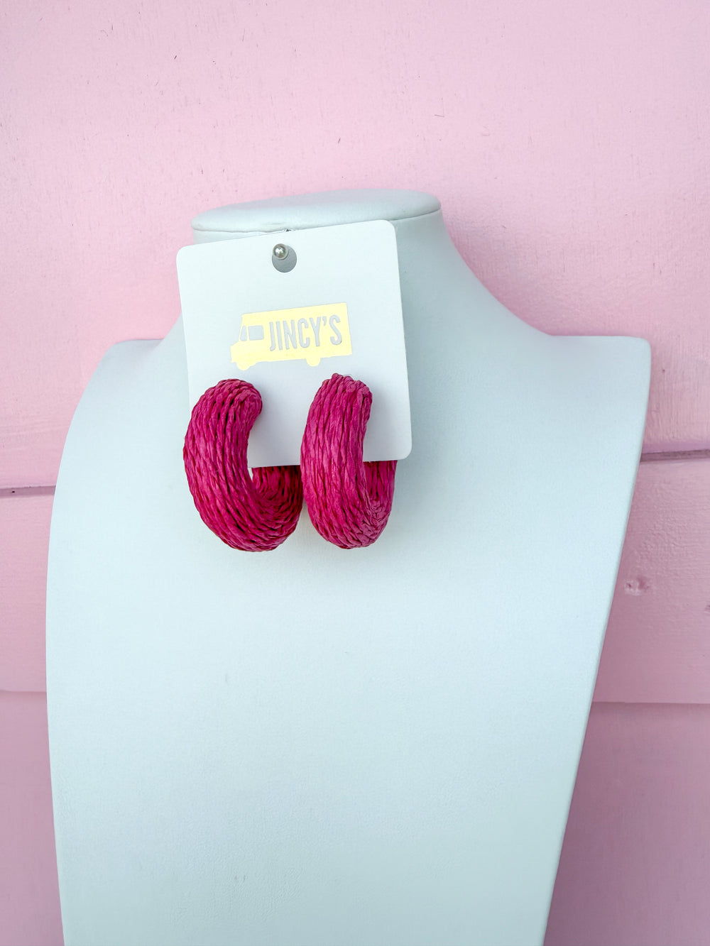 Raffia Daze Hoop Earring - Pink