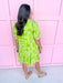 green mini dress white design pink trim vneck mini collar womens boutique jincy's 
