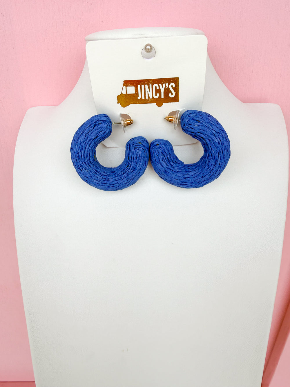 Raffia Daze Hoop Earring - Blue