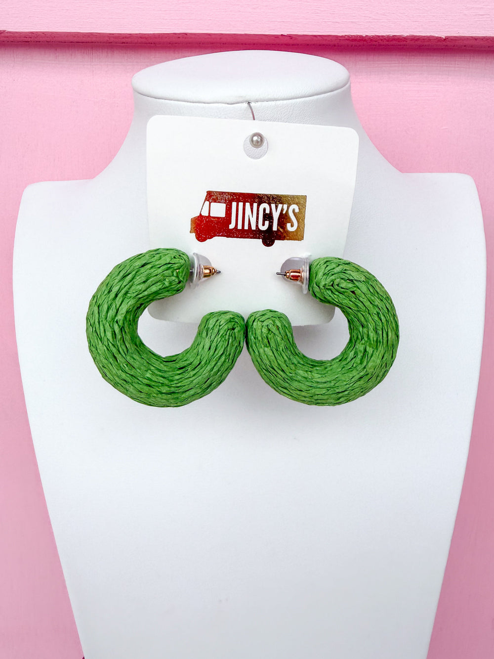 Raffia Daze Hoop Earring - Green