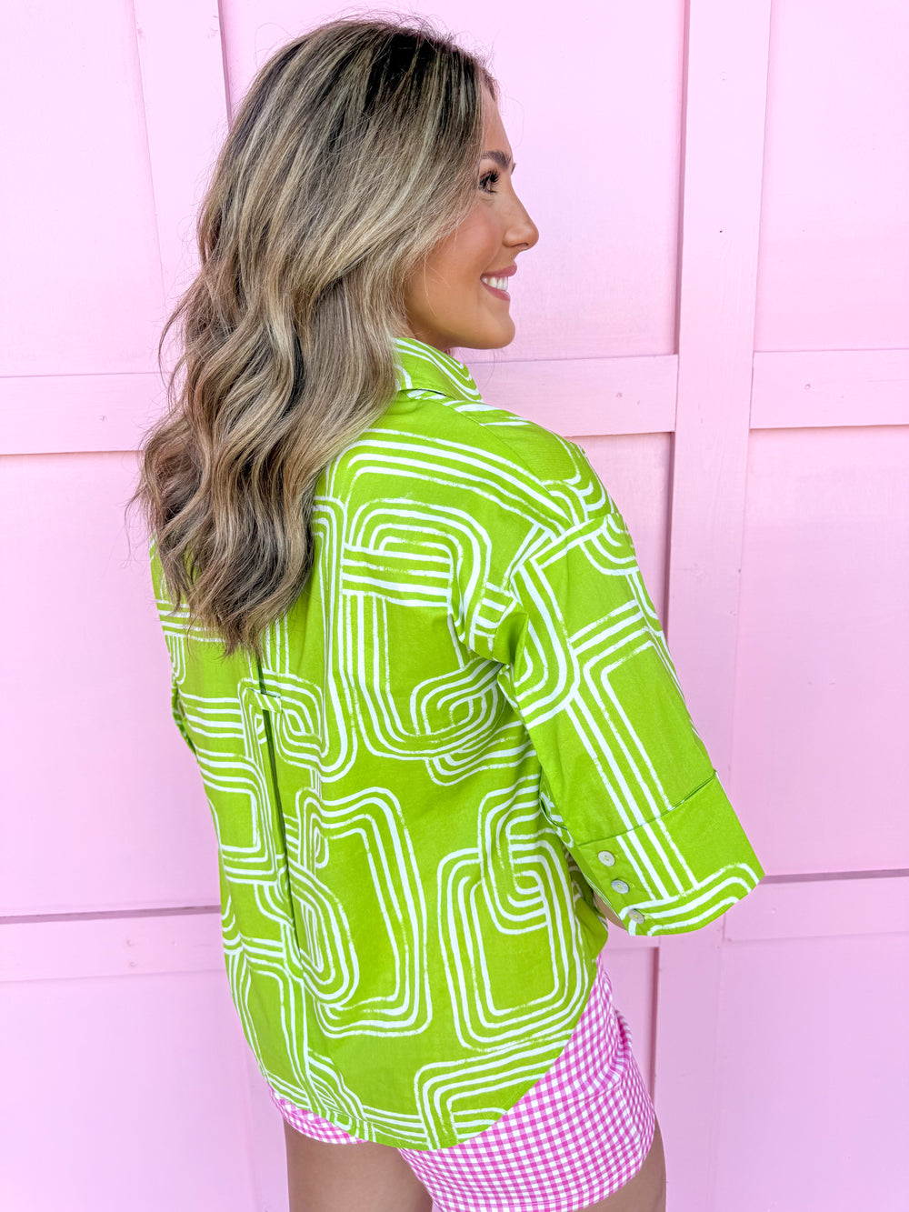 green white design vneck collared dolman sleeves womens boutique jincy's 