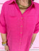fuchsia button front dress roll cuff sleeves collared side slits womens boutique jincy's