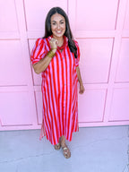 mini ruffle collar mini puff sleeves front buttons short sleeves maxi length womens boutique jincy's 
