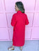 red button front dress roll cuff sleeves collared side slits womens boutique jincy's