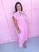 Embroidered Collar rolled sleeves v neck pink side slits womens boutique jincy's 